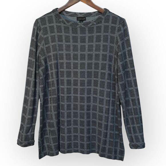 J.Jill Wearever Collection Shirt Top Women‎ Size XL Gray Windowpane Stretch - Picture 1 of 11
